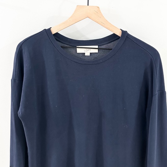 Loft Long Sleeve Navy & Black Colorblock Tunic Size Small - Picture 2 of 5